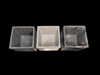 Square Concrete Planter with Drain Hole – 3.9”– Marble, Natural Concrete, or Gray – Indoor Outdoor Succulent or Cactus Planter