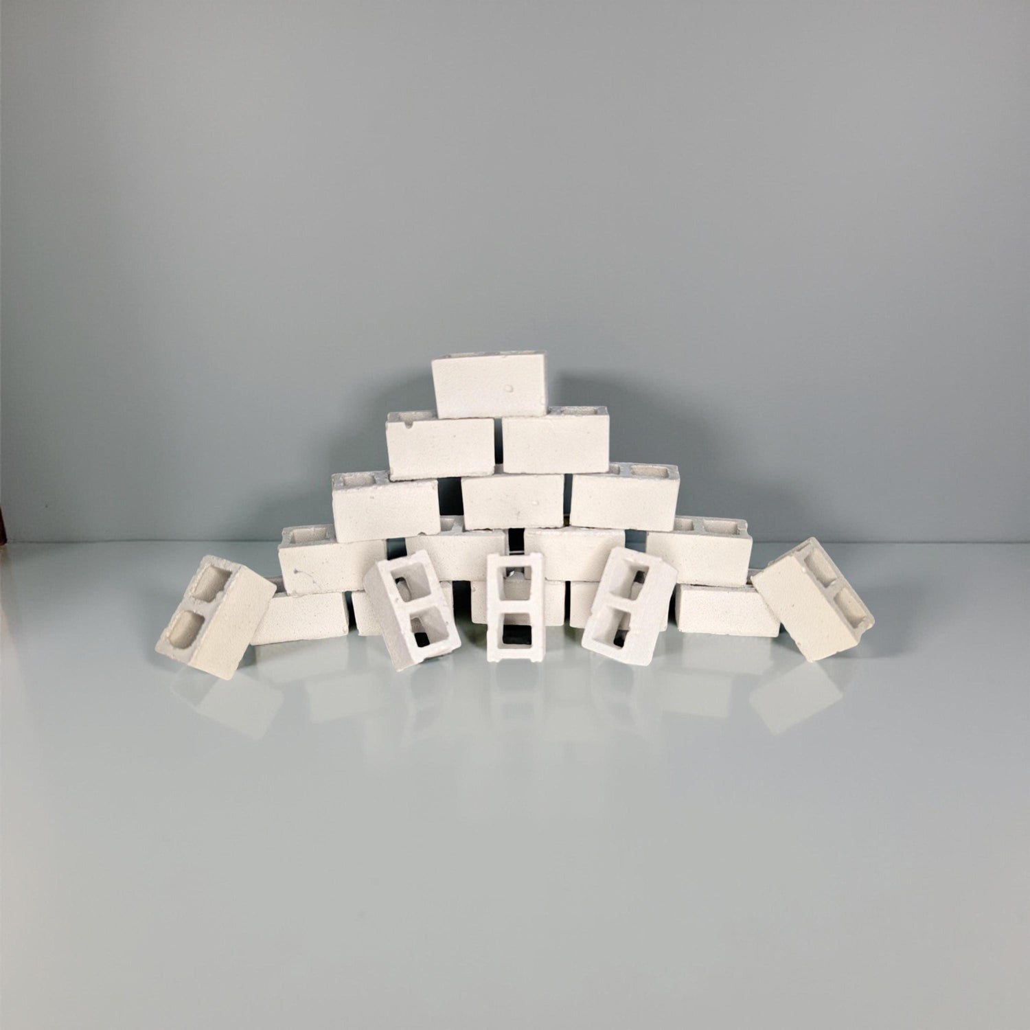 Mini Concrete Cinder Blocks | 1:12 Scale Realistic Tiny Bricks | Dollhouse Miniatures | Set of 2 Designs | Modern Industrial Decor