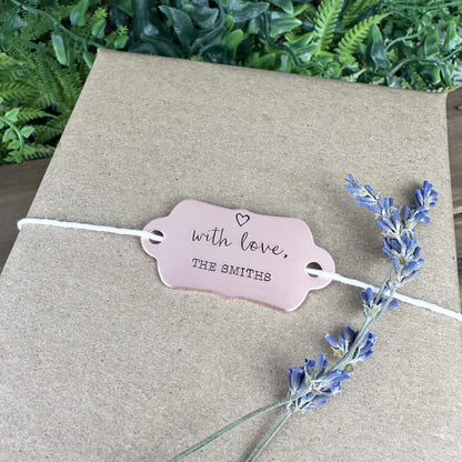 Hand Stamped Brass or Copper Gift Tag: Personalized Wedding Favor