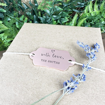 Hand Stamped Brass or Copper Gift Tag: Personalized Wedding Favor