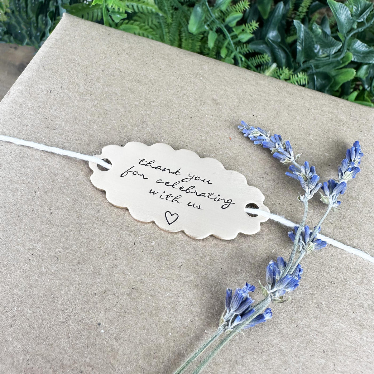 Custom Hand Stamped Brass Gift Tag: Personalized Wedding Favor
