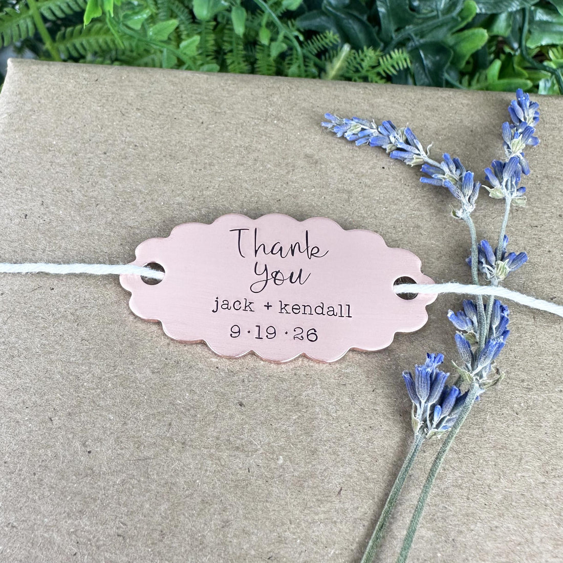 Custom Hand Stamped Brass Gift Tag: Personalized Wedding Favor