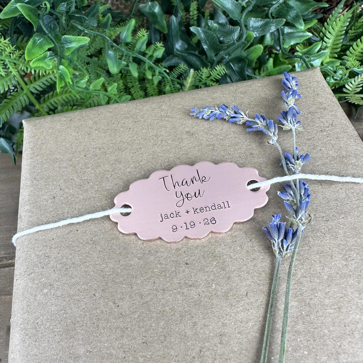 Custom Hand Stamped Brass Gift Tag: Personalized Wedding Favor