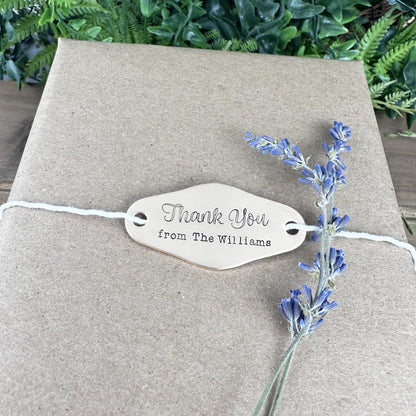 Custom Hand Stamped Brass or Copper Gift Tag: Personalized Thank You