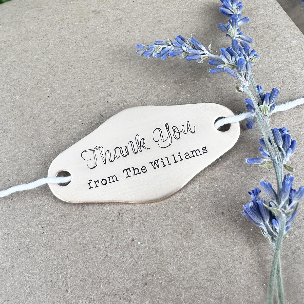 Custom Hand Stamped Brass or Copper Gift Tag: Personalized Thank You