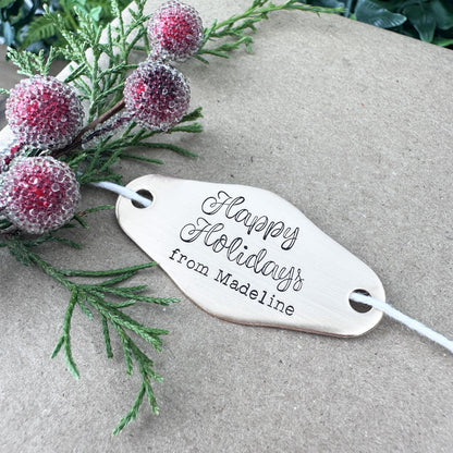 Personalized Hand Stamped Brass Gift Tag: Custom Wedding Favor