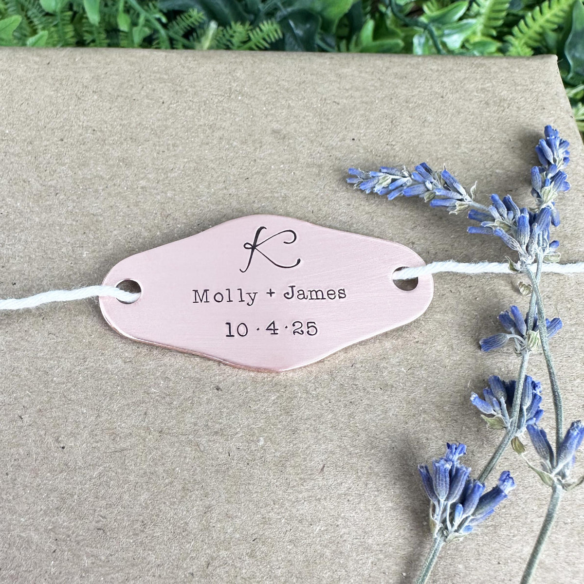 Custom Hand Stamped Brass or Copper Gift Tag: Personalized Thank You