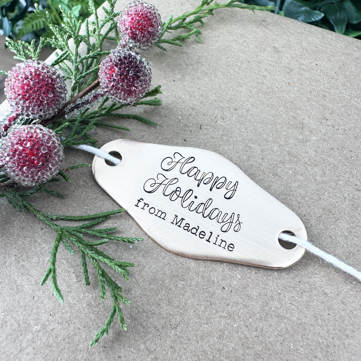Custom Hand Stamped Brass or Copper Gift Tag: Personalized Thank You