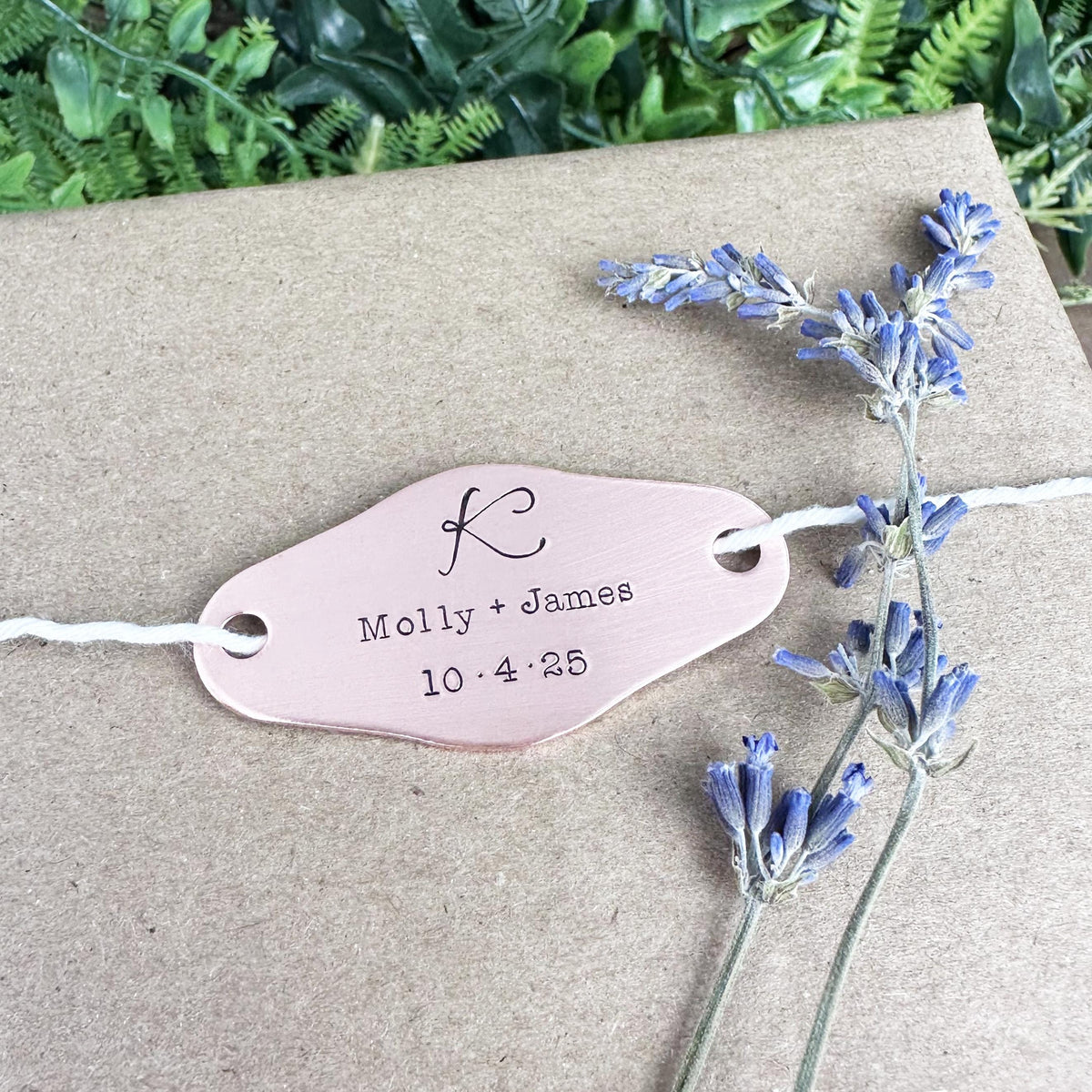 Personalized Hand Stamped Brass Gift Tag: Custom Christmas or Holiday