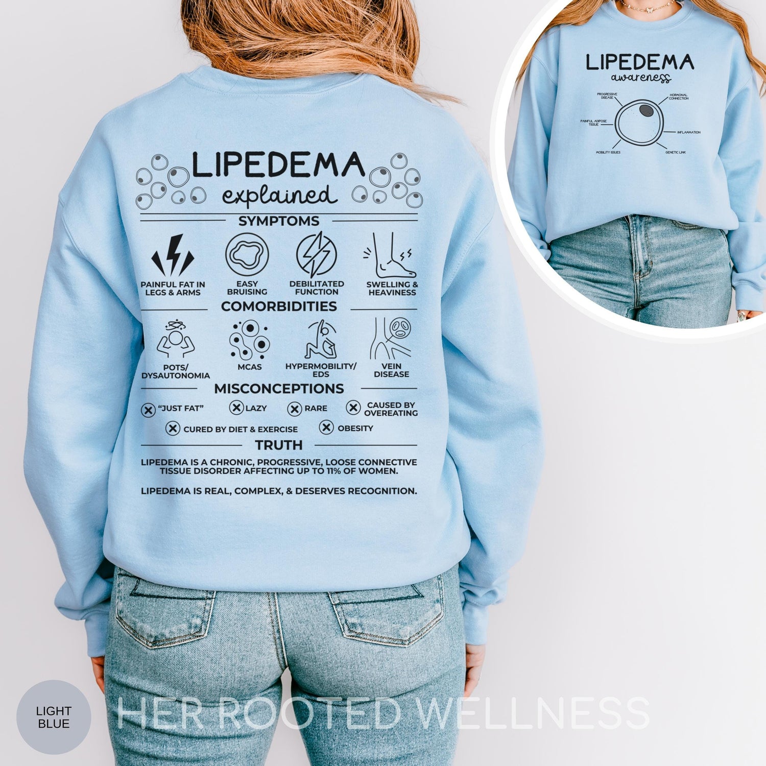 Lipedema Awareness Sweatshirt | Cozy Lipoedema Jumper | Adipose Disease Crewneck Sweater | Fat Disorder Educational Advocacy Gift