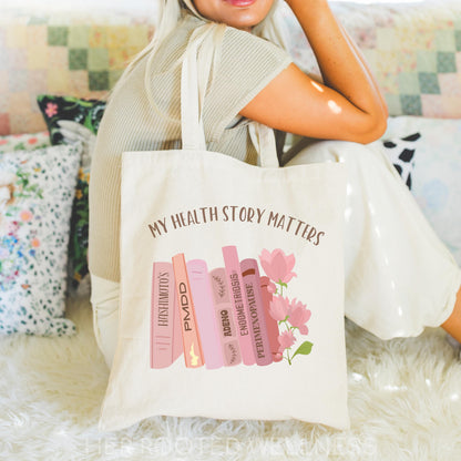 Custom Chronic Illness Tote | Personalized New Diagnosis Bag | Invisible Illness Bookish Support Gift | Hidden Disability Spoonie Canvas Bag