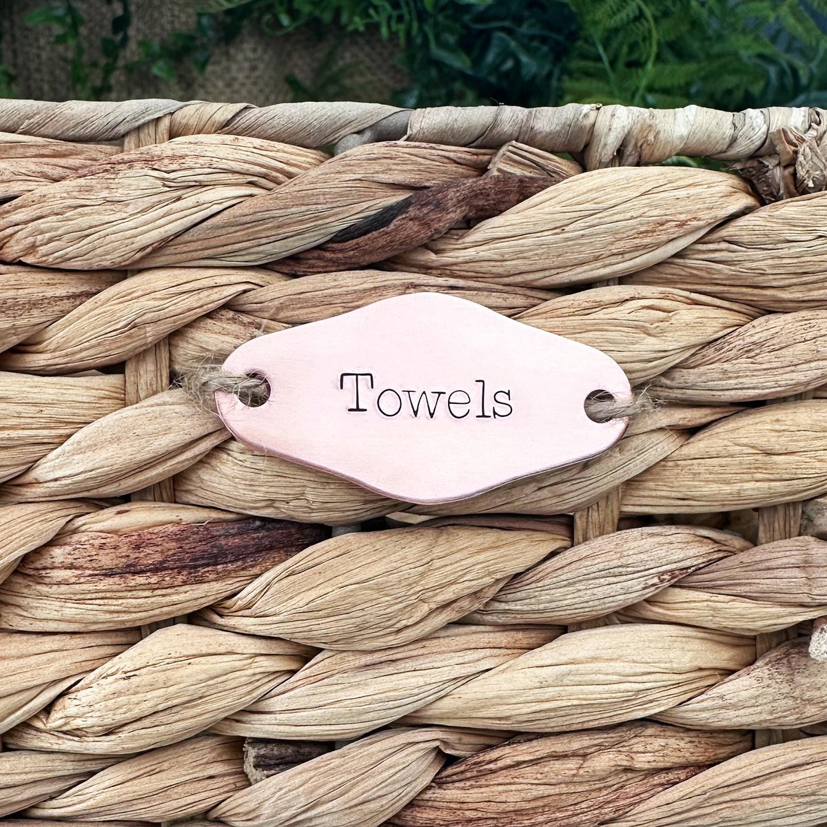 Custom Home Organization Label: Personalized Hand Stamped Brass or Copper Closet or Pantry Tag