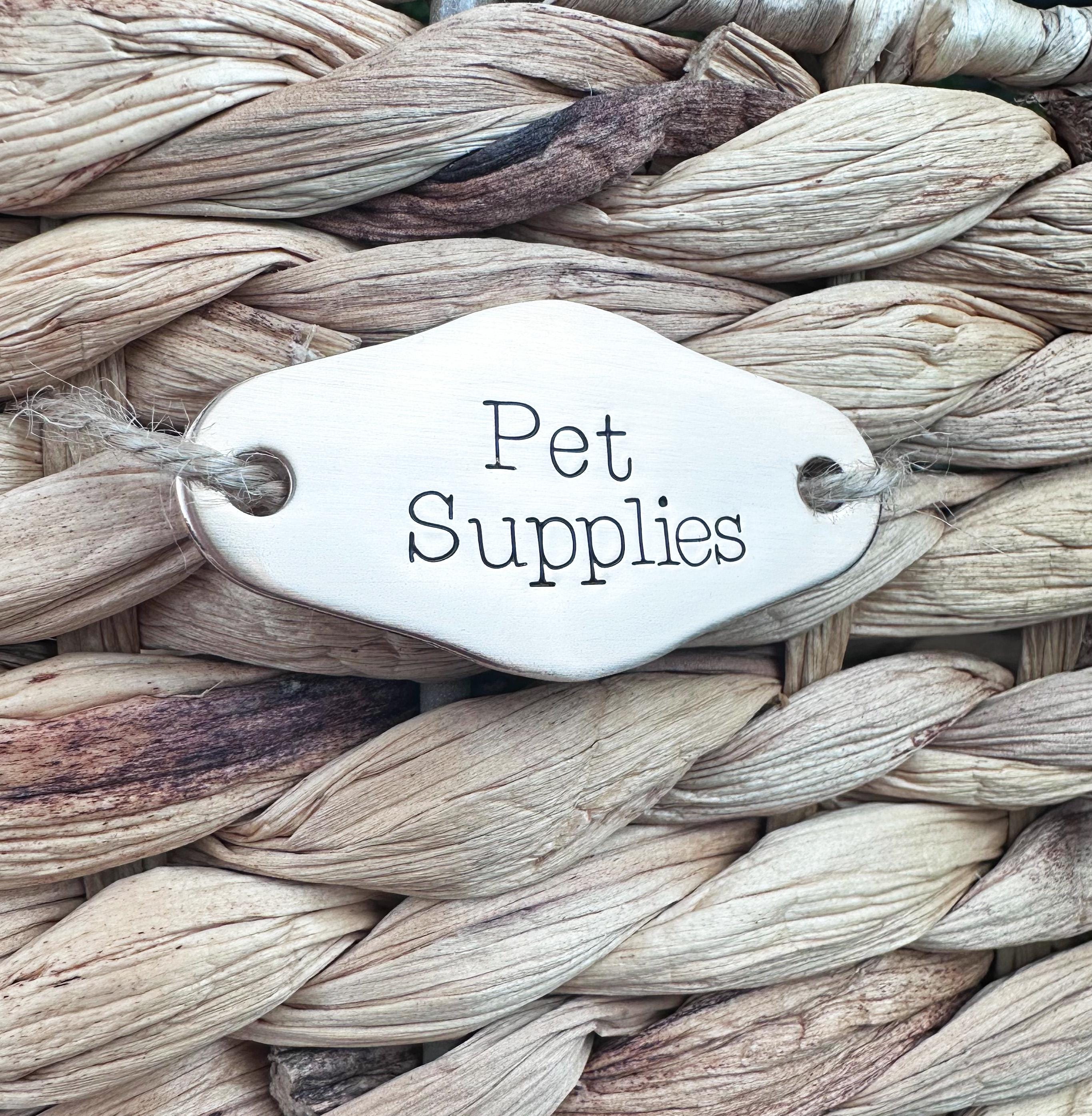 Custom Basket Label: Personalized Hand Stamped Brass or Copper Closet or Pantry Tag