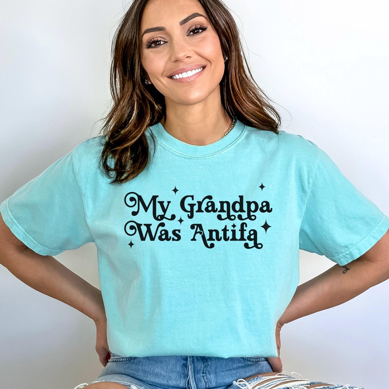 My Grandpa Was Antifa Tshirt, Funny Political Graphic Tee, Unisex Statement Shirt, Cool Trendy Casual Top, Novelty Gift Idea