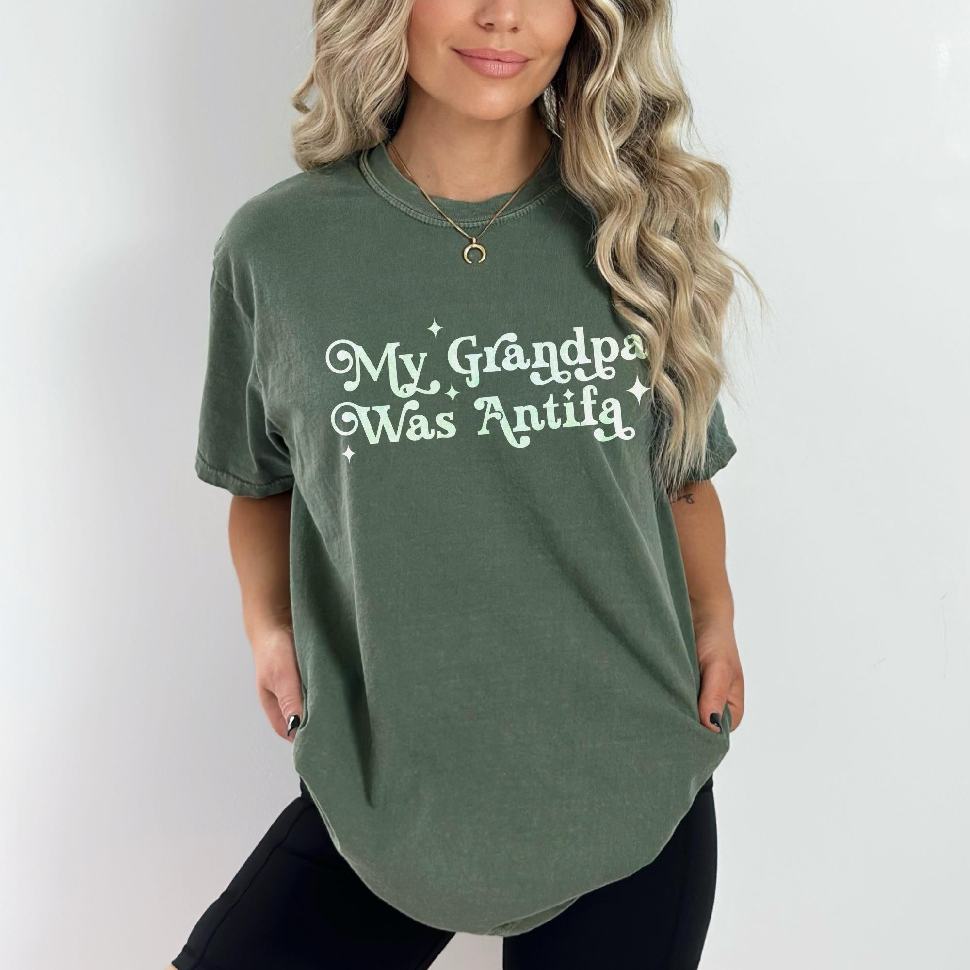 My Grandpa Was Antifa Shirt, Retro Graphic Tee, Vintage Style T-Shirt, Funny Statement Top, Unique Graphic Design Apparel