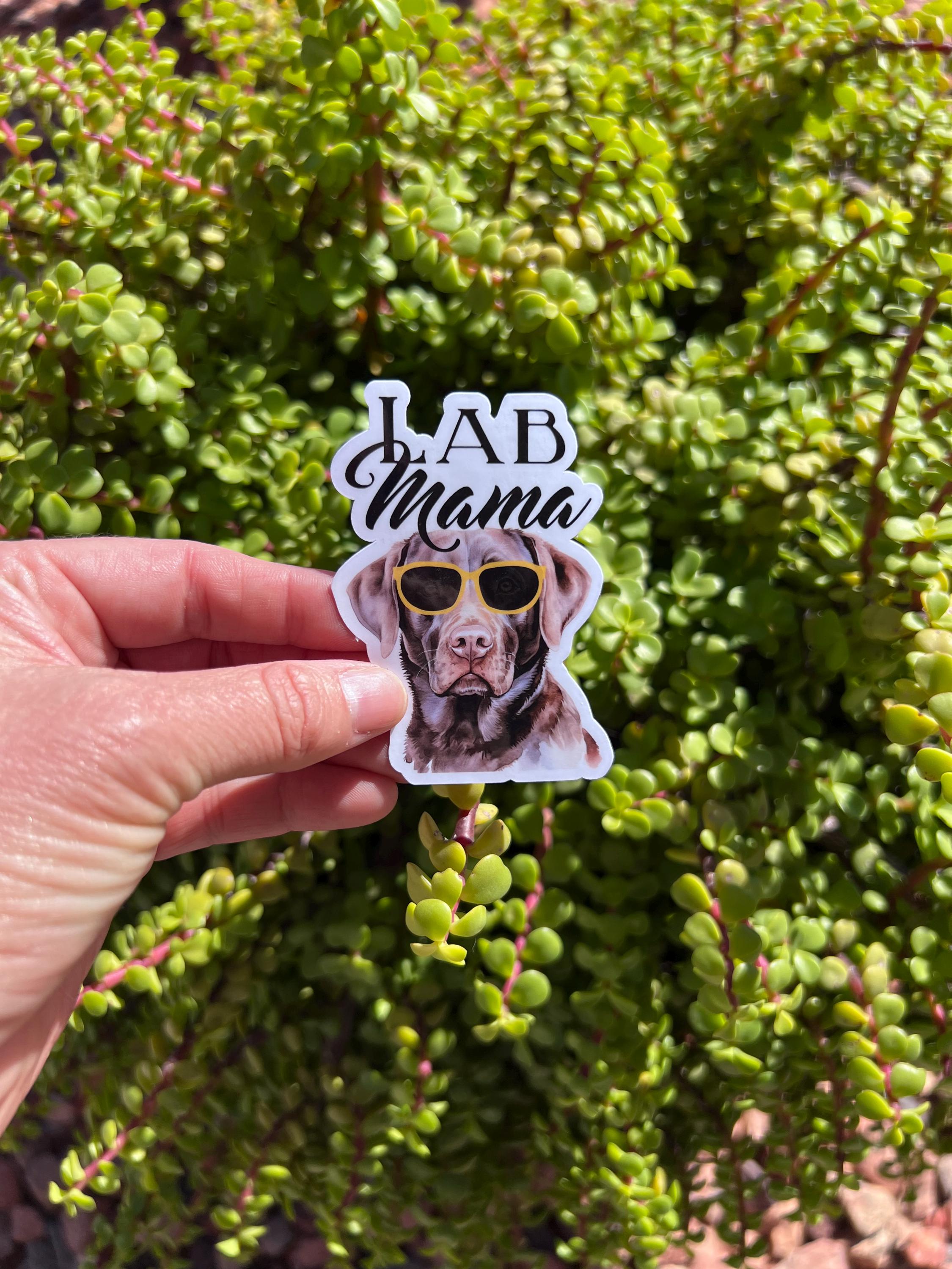 Lab Mama Sticker – Yellow or Chocolate Lab Dog Mom Decal, Water-Resistant Vinyl, 2&amp;quot; or 3&amp;quot; Labrador Lover Gift for Dog Moms