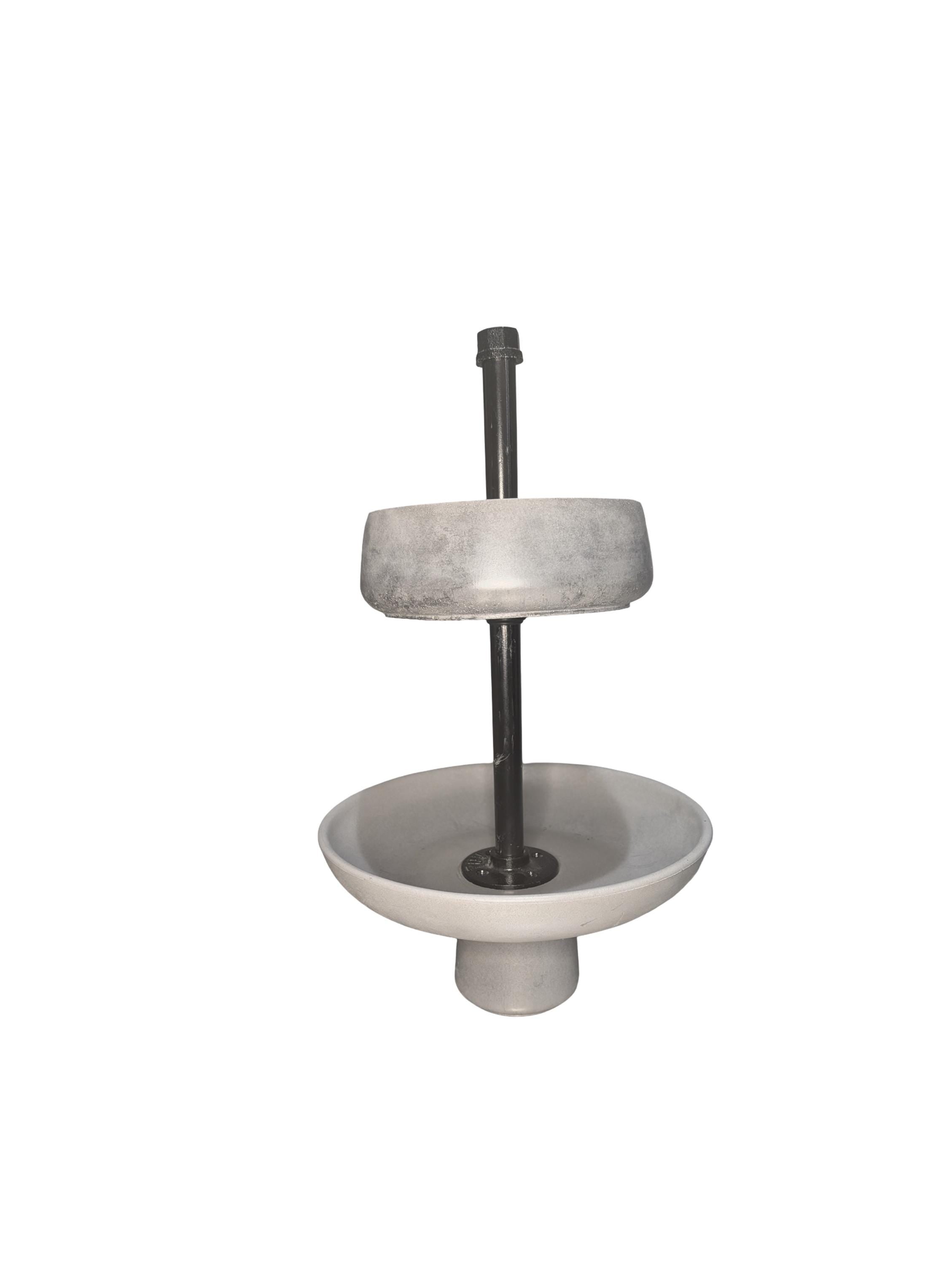Handmade Concrete Tiered Tray with Adjustable Top | 19&amp;quot; Tall Modern Industrial Display Stand | 2-Tier Concrete Bowl Organizer