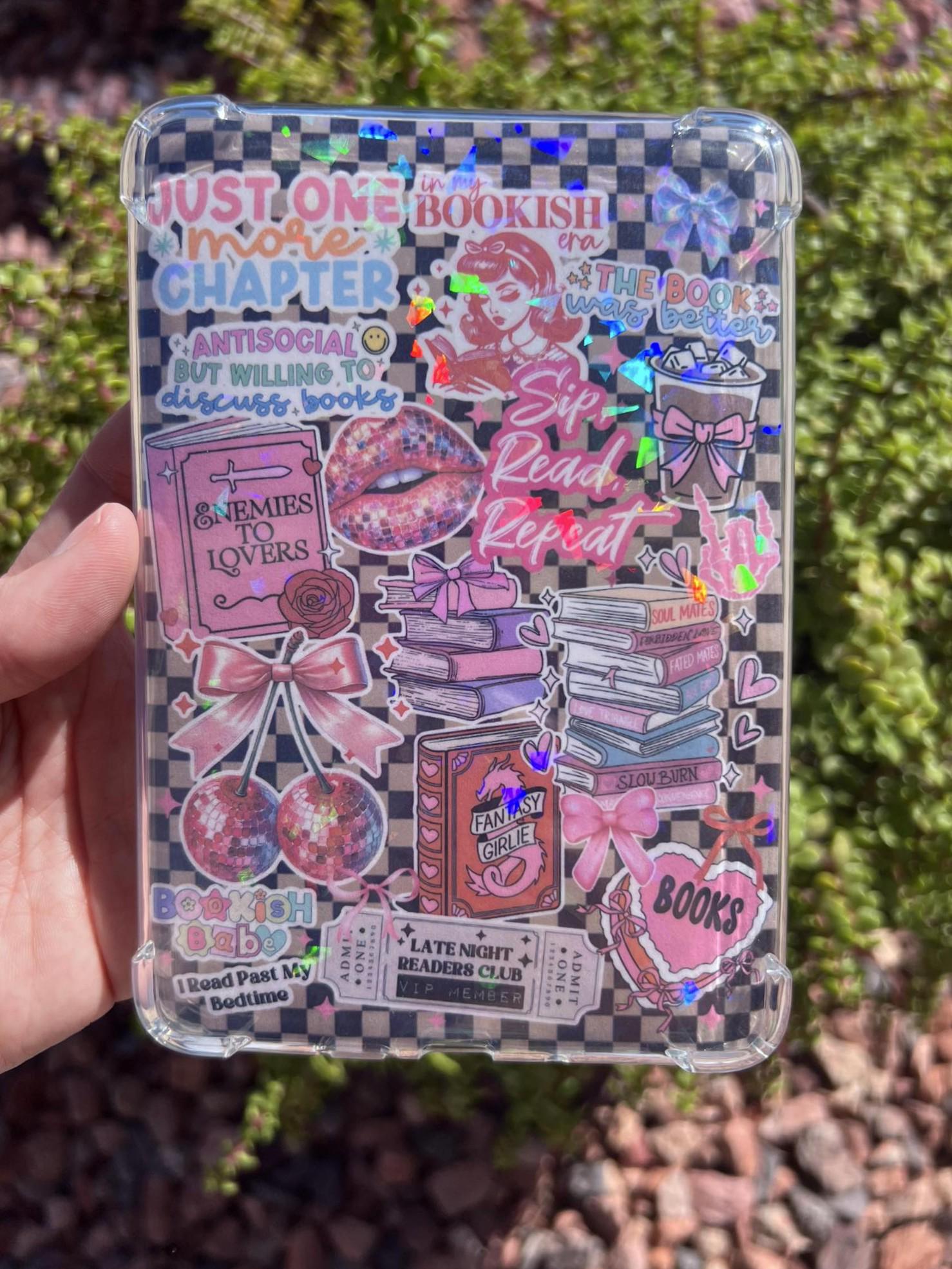 Bookish Girl Kindle Insert | Just One More Chapter Holographic Book Lover Kindle Case Insert