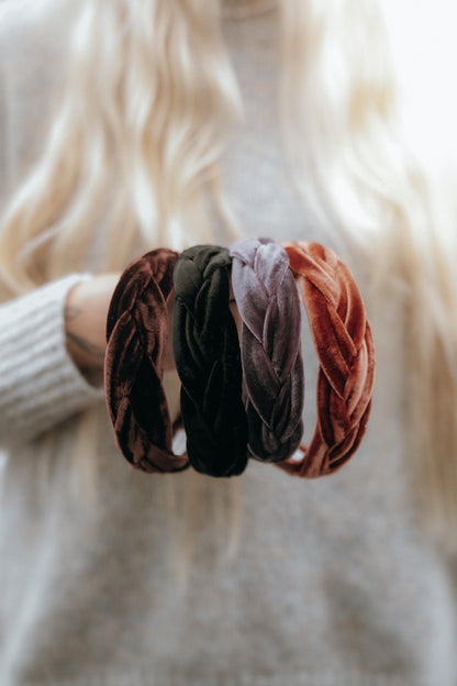 Black Velvet Braided Headband: Comfortable Holiday Hair Accessory for Women and Girls
