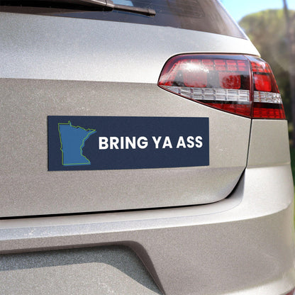 Minnesota Timberwolves &amp;quot;Bring Ya Ass&amp;quot; Car Magnet, Twolves Basketball Bumper Sticker
