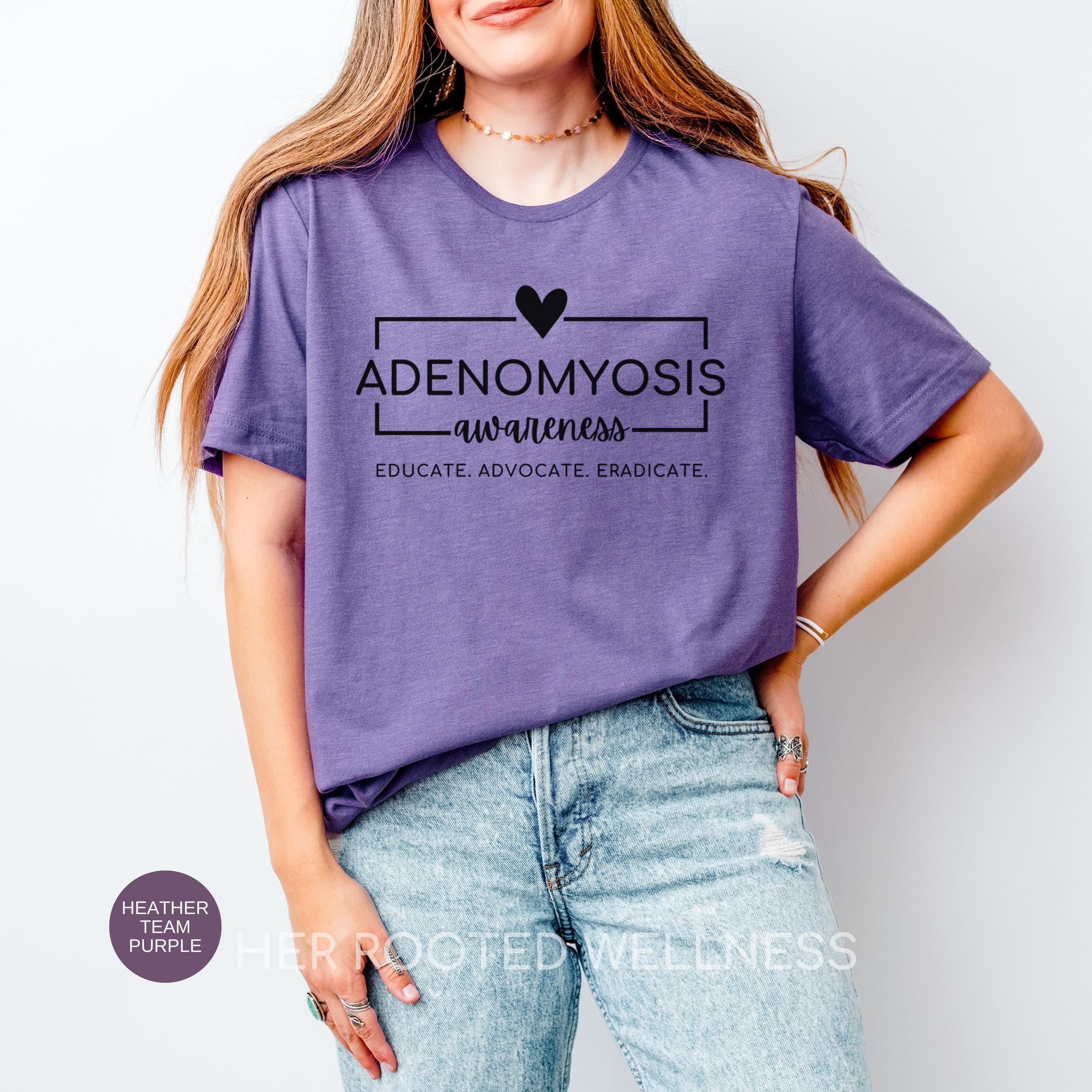 Adenomyosis Awareness Shirt | Purple Adeno Month Tee, Adeno Warrior T-shirt, Womens Health Educate Advocate Eradicate Tee, Support Gift Idea