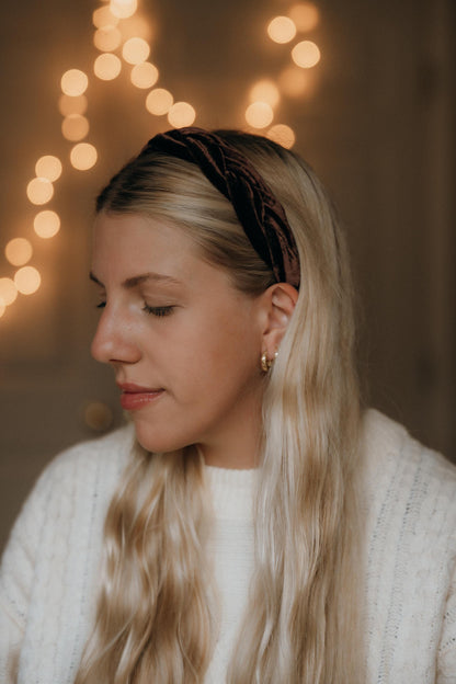 Chocolate Brown Braided Velvet Headband: Comfortable Hair Accessory for Women and Girls | Nutcrackercore