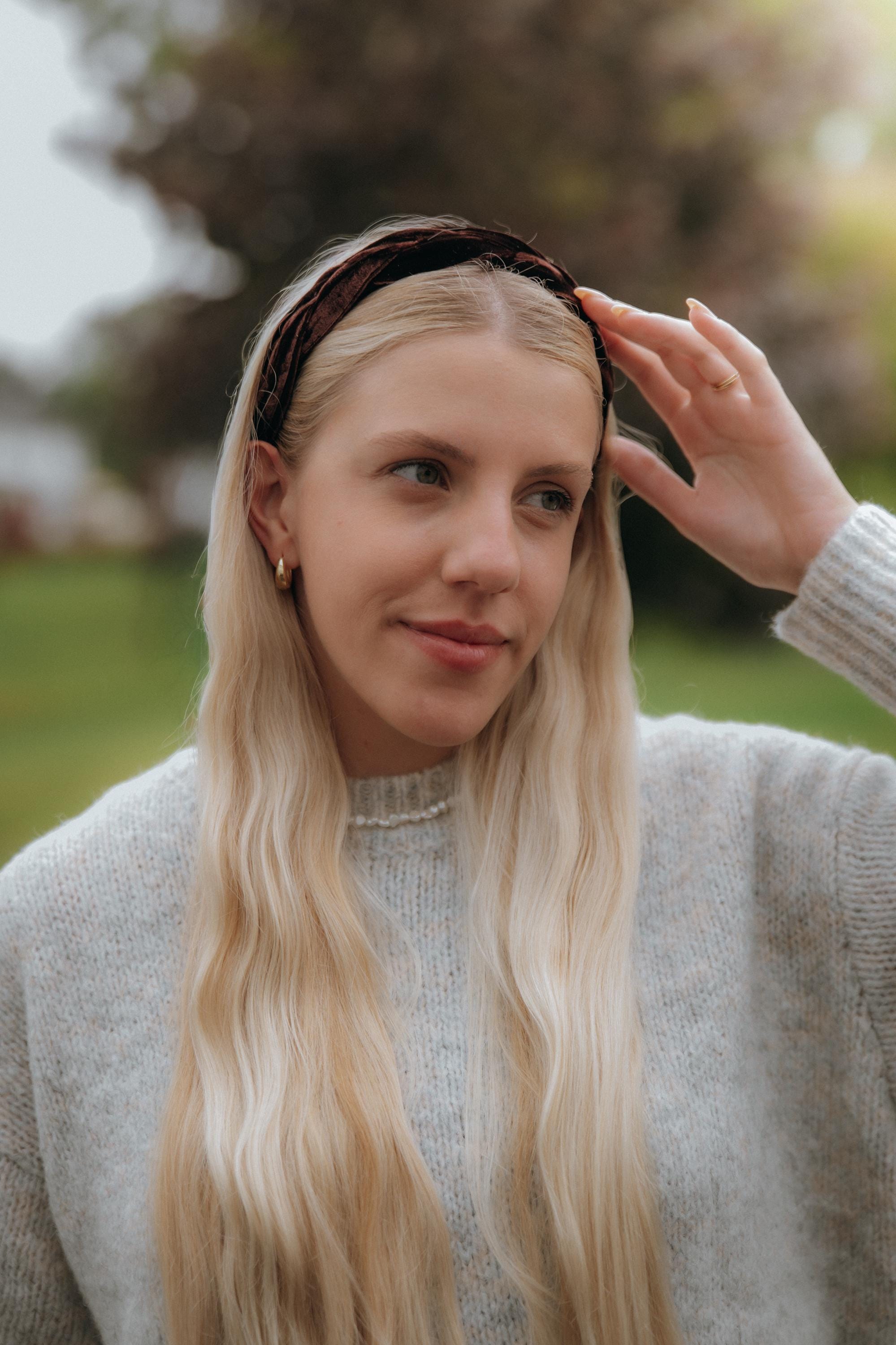 Chocolate Brown Braided Velvet Headband: Comfortable Hair Accessory for Women and Girls | Nutcrackercore