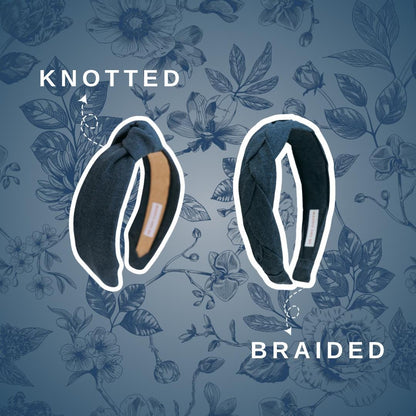 Braided Navy Linen Headband | Comfortable Alice Band, USA Made