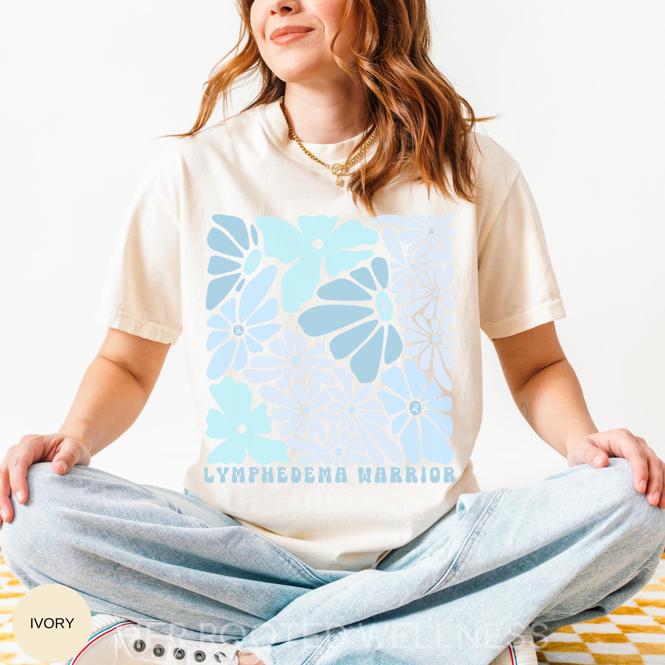 Lymphedema Comfort Colors Awareness Shirt | Lymphatic Disorder T-Shirt | Light Blue Support Ribbon Lymphie Tee | Lymphatic Chronic Illness