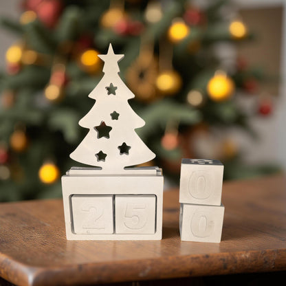 Concrete Christmas Advent Calendar | Paintable Holiday Decor | Minimalist Christmas Tree Block Set