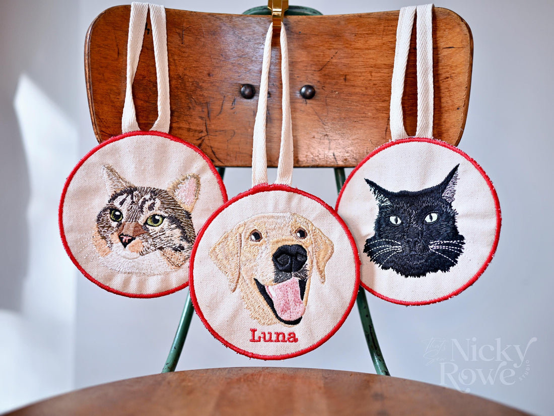 Custom Pet Portrait Christmas Ornament – Handcrafted Keepsake Gift, Handmade, NO AI