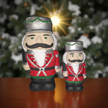 Handmade Concrete Nutcracker Figurines (6 &amp; 4 Inches Tall) | Paintable or Hand-Painted Christmas Decor | Modern Holiday Shelf Accent