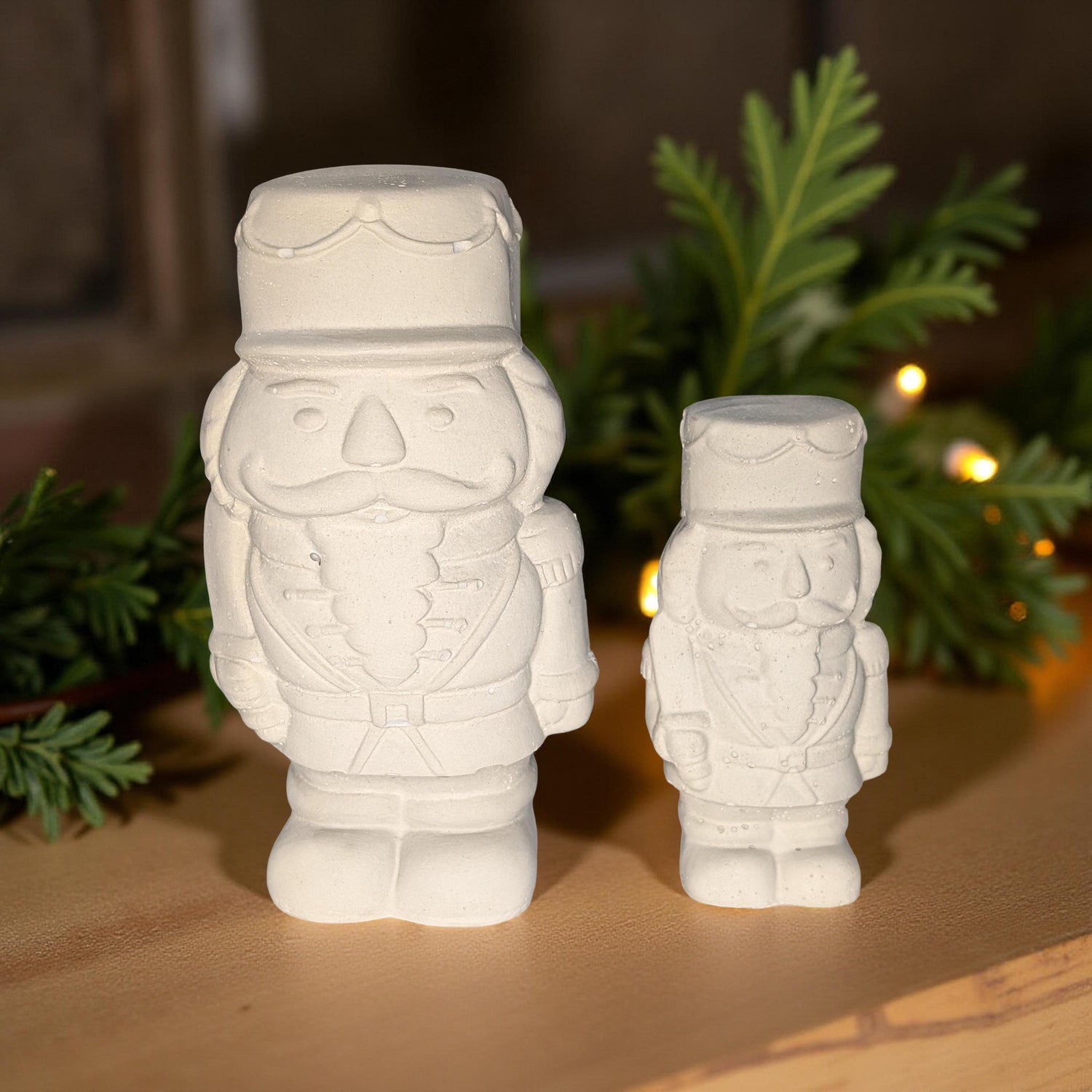 Handmade Concrete Nutcracker Figurines (6 &amp; 4 Inches Tall) | Paintable or Hand-Painted Christmas Decor | Modern Holiday Shelf Accent