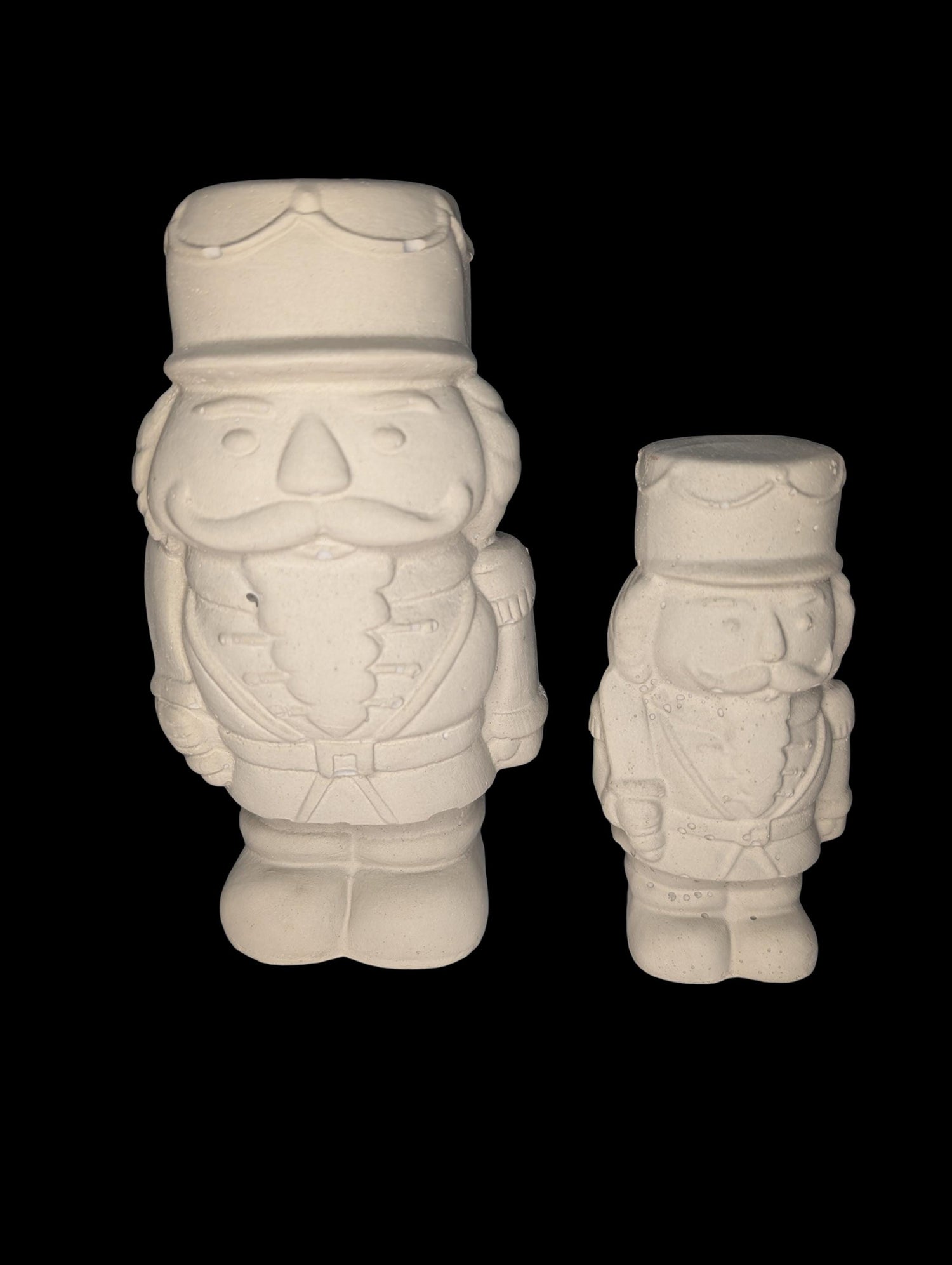 Handmade Concrete Nutcracker Figurines (6 &amp; 4 Inches Tall) | Paintable or Hand-Painted Christmas Decor | Modern Holiday Shelf Accent