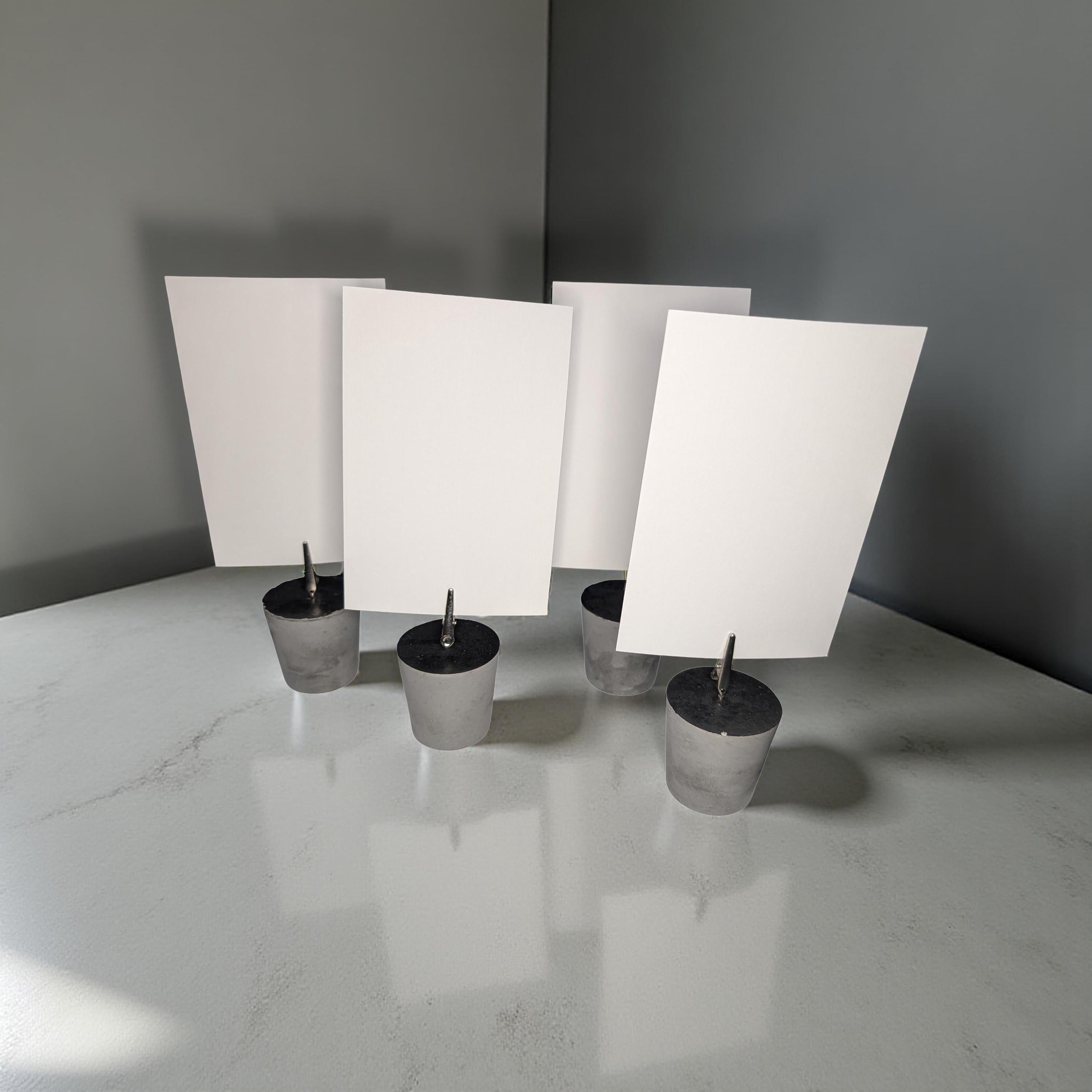 Concrete Picture Holders &amp; Tablecloth Weights | Modern Minimalist Photo Display | Outdoor Table Decor | Handmade Concrete Clip Stand