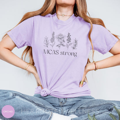 Floral MCAS Strong Shirt | Pastel Mast Cell Activation Syndrome Awareness Gift for Women | Comfort Colors MCA Syndrome T-Shirt | MCAS Tee