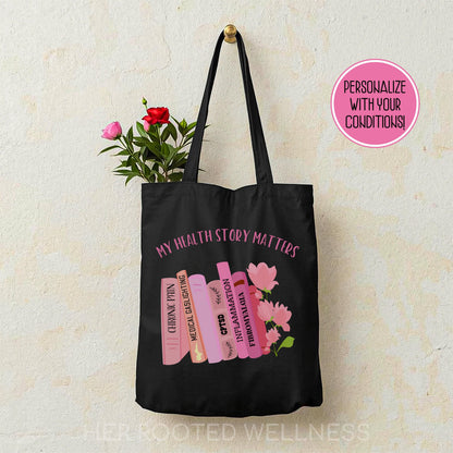 Custom Chronic Illness Tote | Personalized Spoonie Diagnosis Bag | Invisible Hidden Disability Bag | Anti Medical Gaslighting Support Gift