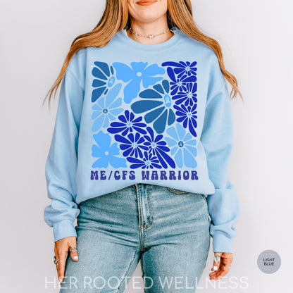 ME CFS Awareness Sweatshirt | Myalgic Encephalomyelitis Sweater, Chronic Fatigue Syndrome Warrior Gift, MECFS Explained Blue Ribbon Crewneck