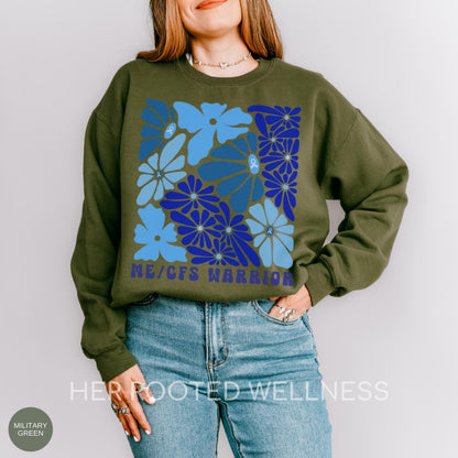 ME CFS Awareness Sweatshirt | Myalgic Encephalomyelitis Sweater, Chronic Fatigue Syndrome Warrior Gift, MECFS Explained Blue Ribbon Crewneck