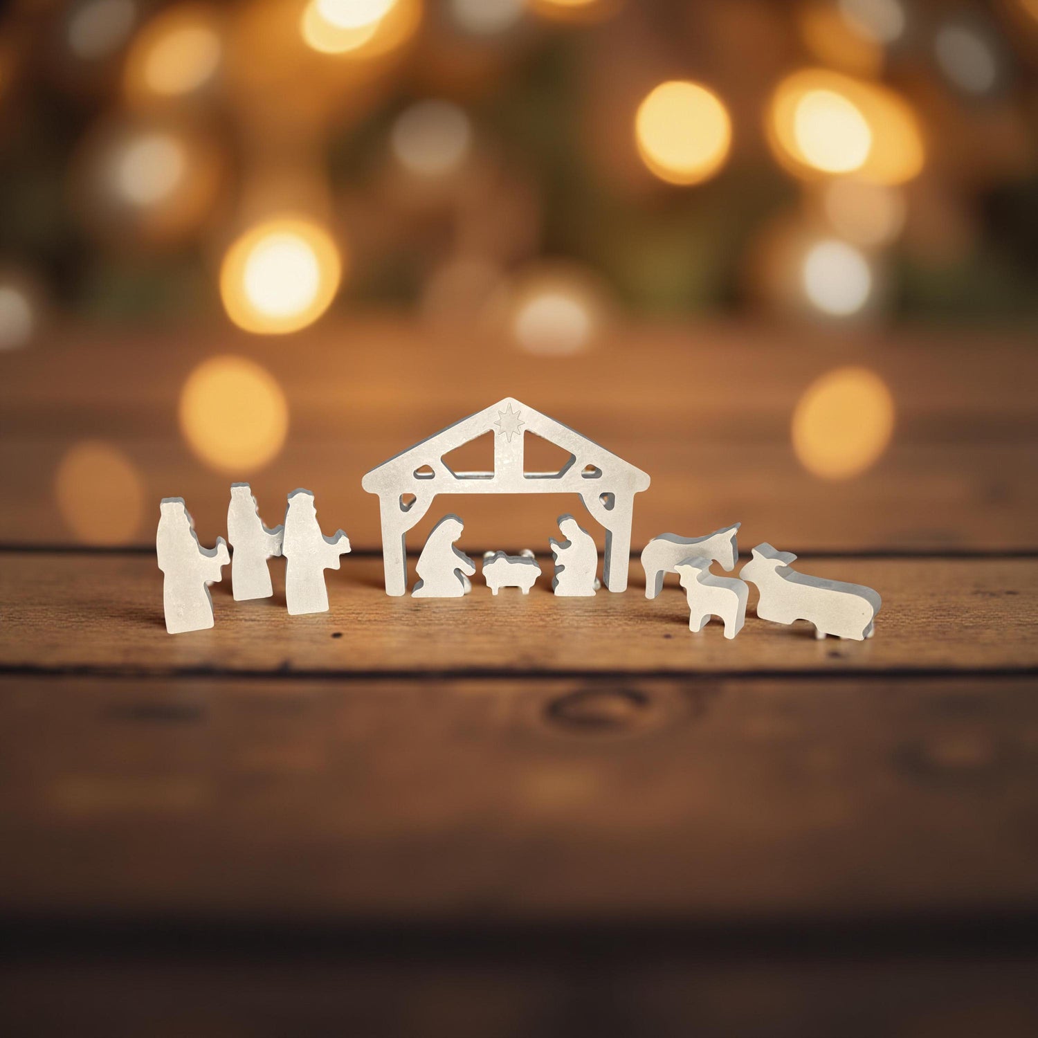 Minimalist Concrete Nativity Set | Modern 9-Piece Christmas Scene | Handmade Natural Concrete Holiday Décor | Neutral Manger Display