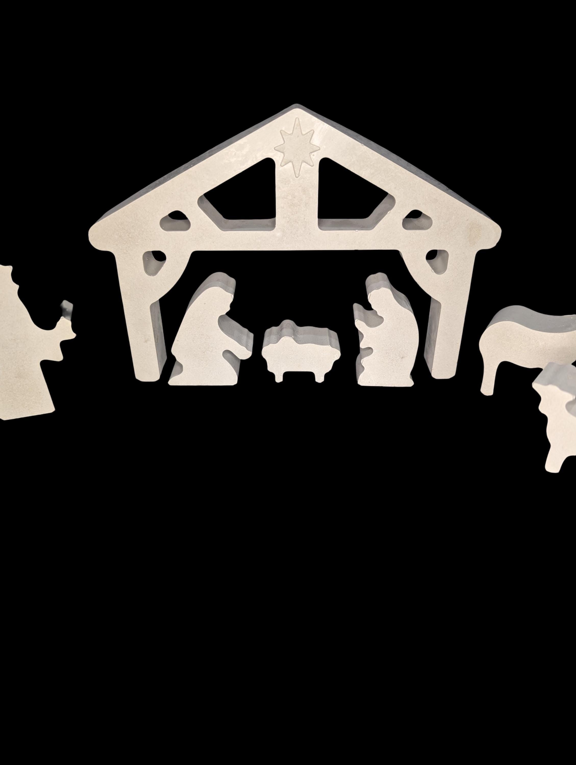 Minimalist Concrete Nativity Set | Modern 9-Piece Christmas Scene | Handmade Natural Concrete Holiday Décor | Neutral Manger Display