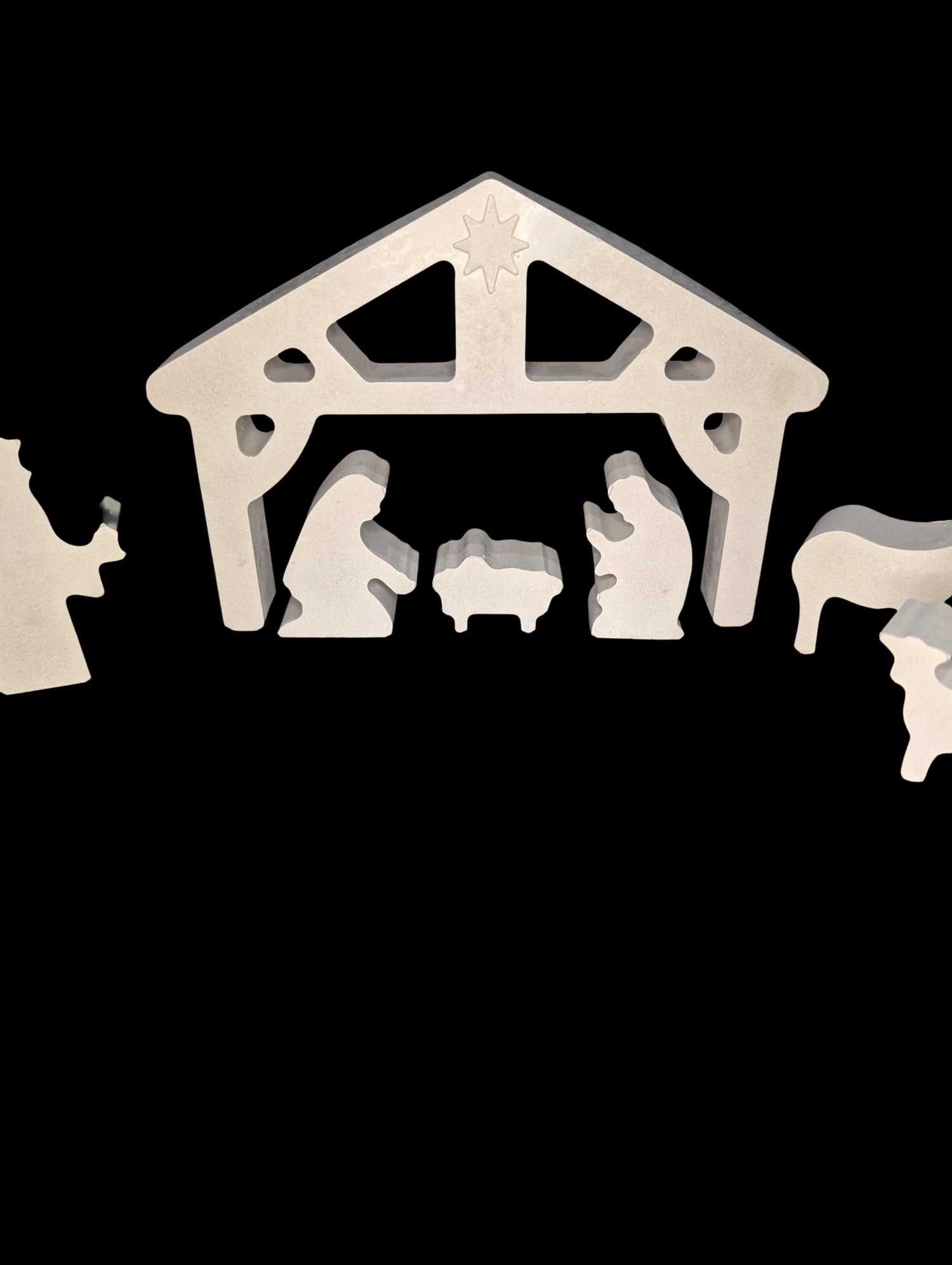 Minimalist Concrete Nativity Set | Modern 9-Piece Christmas Scene | Handmade Natural Concrete Holiday Décor | Neutral Manger Display