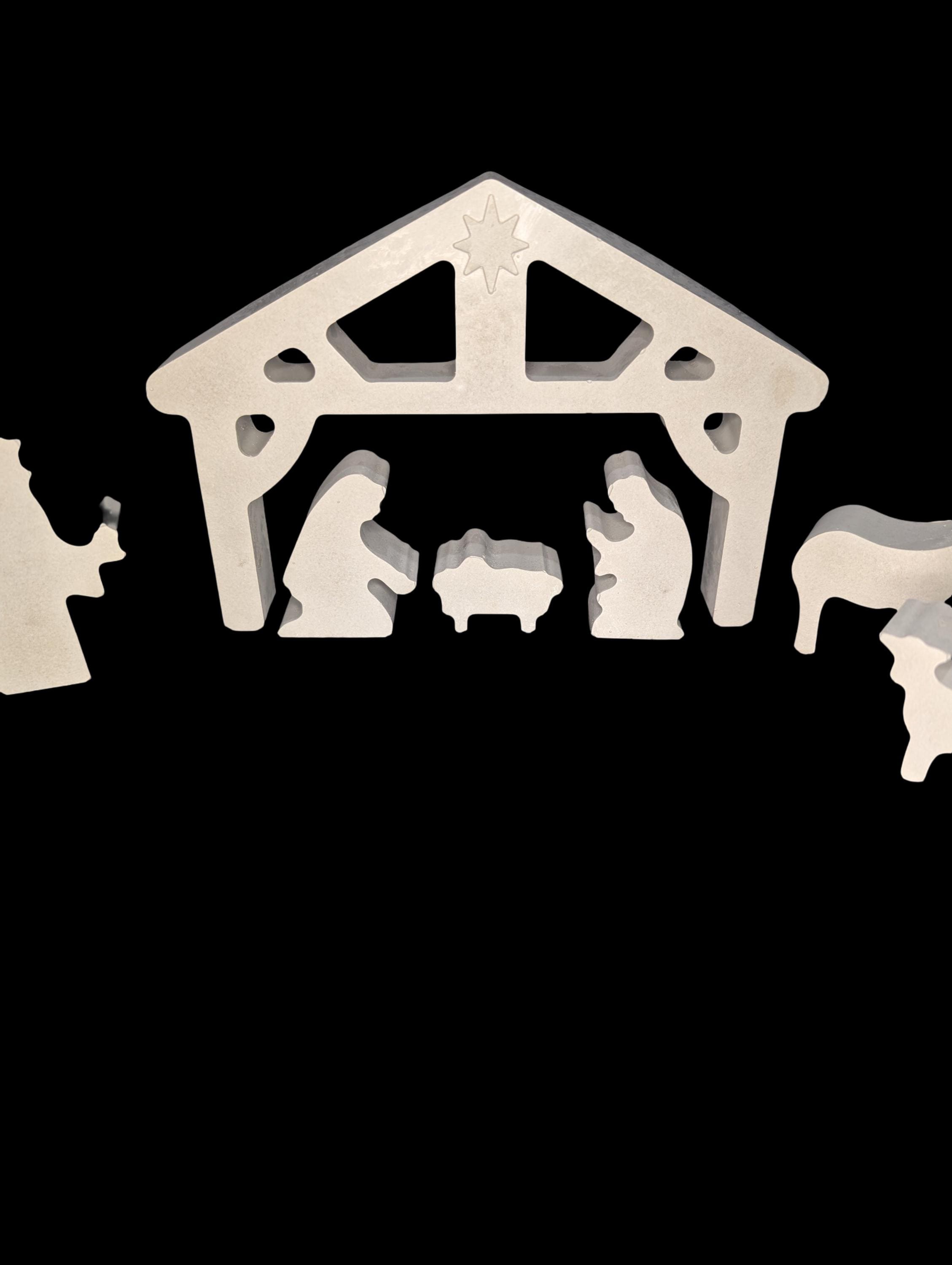 Minimalist Concrete Nativity Set | Modern 9-Piece Christmas Scene | Handmade Natural Concrete Holiday Décor | Neutral Manger Display
