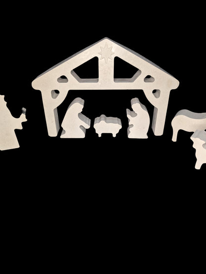 Minimalist Concrete Nativity Set | Modern 9-Piece Christmas Scene | Handmade Natural Concrete Holiday Décor | Neutral Manger Display