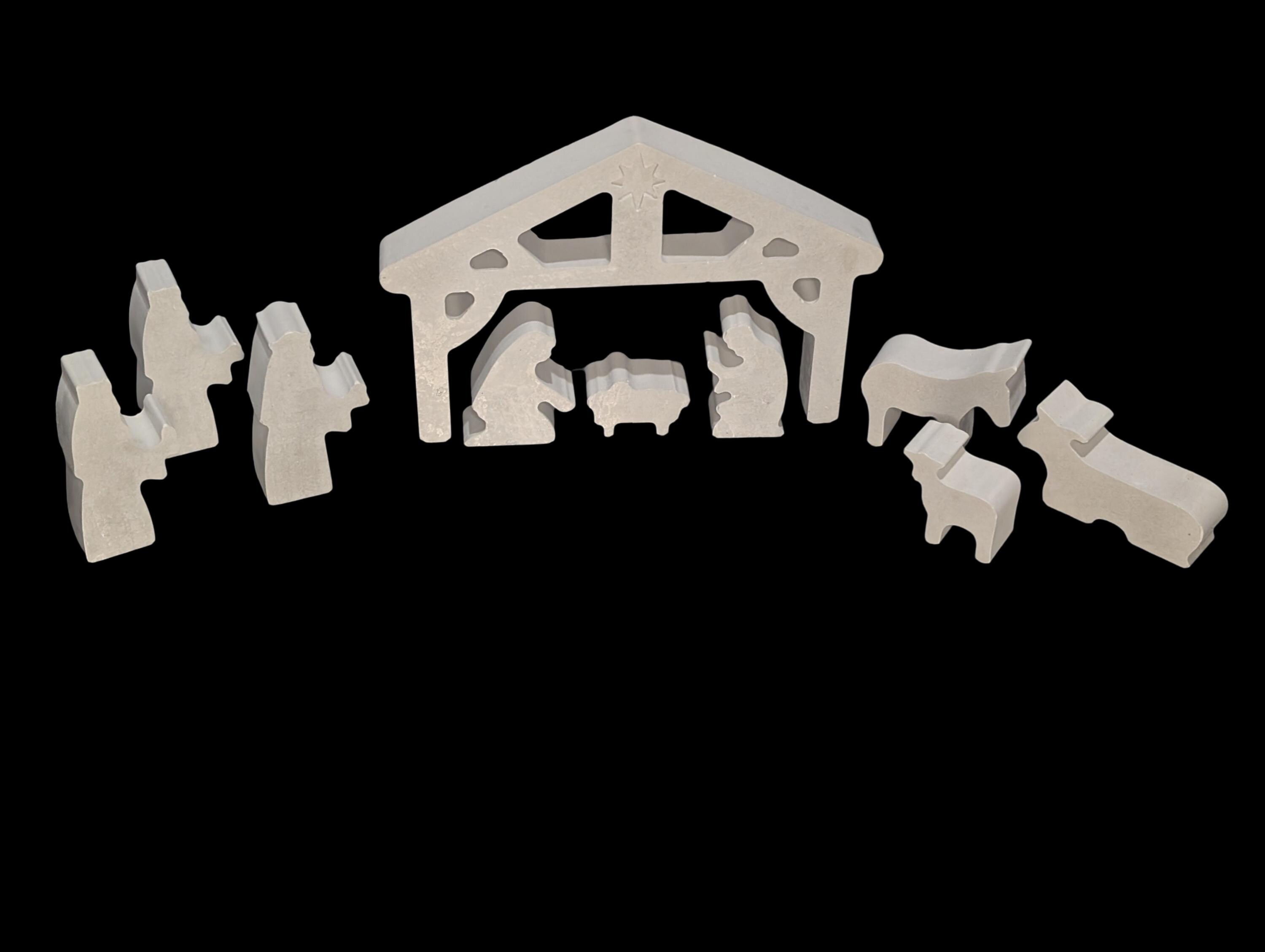 Minimalist Concrete Nativity Set | Modern 9-Piece Christmas Scene | Handmade Natural Concrete Holiday Décor | Neutral Manger Display