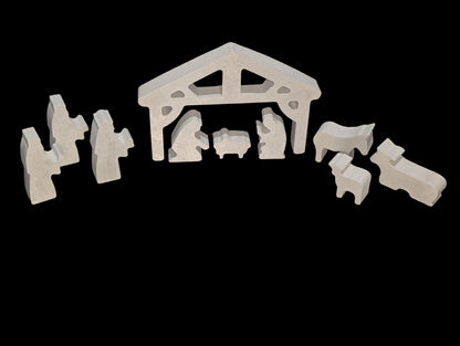 Minimalist Concrete Nativity Set | Modern 9-Piece Christmas Scene | Handmade Natural Concrete Holiday Décor | Neutral Manger Display