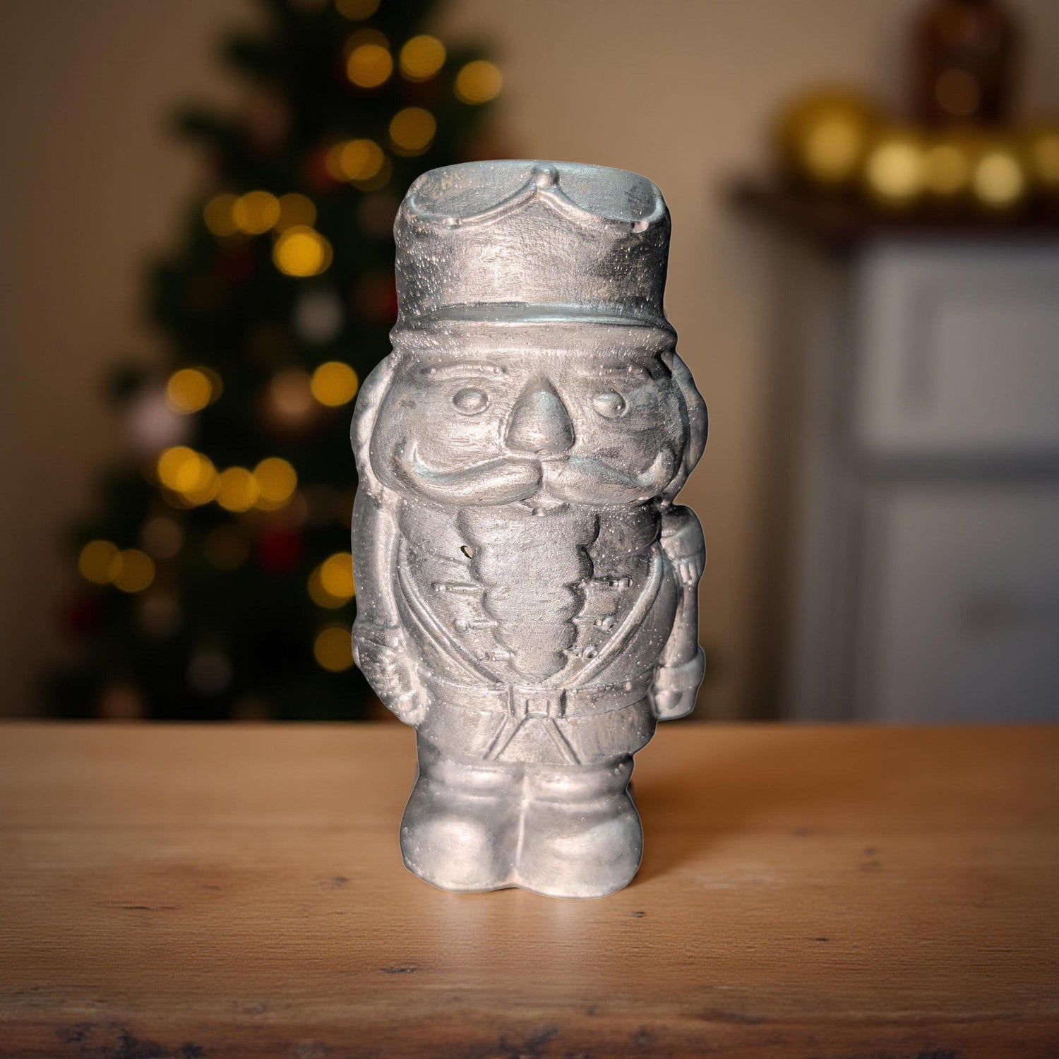 Handmade Concrete Nutcracker Figurines (6 &amp; 4 Inches Tall) | Paintable or Hand-Painted Christmas Decor | Modern Holiday Shelf Accent