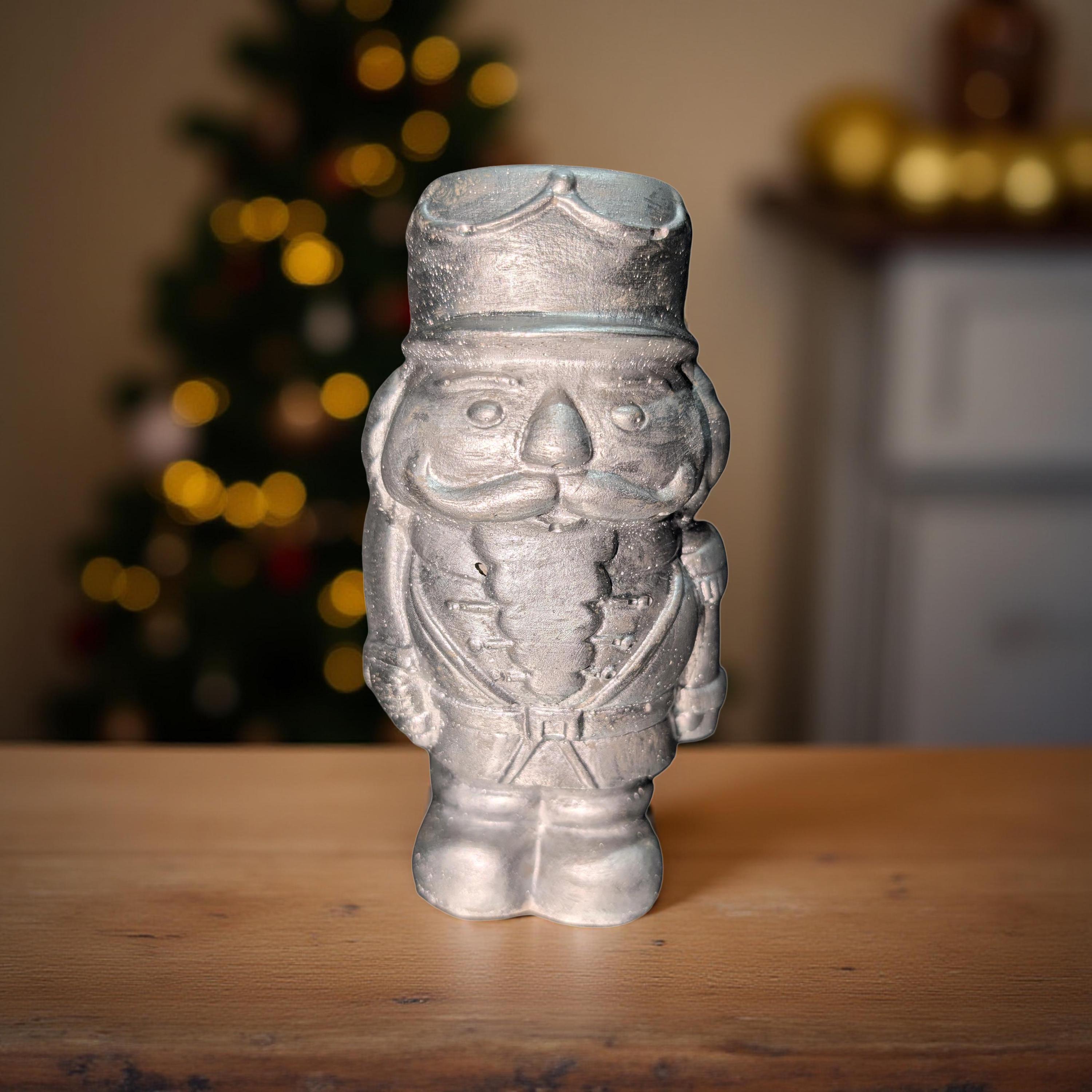 Handmade Concrete Nutcracker Figurines (6 &amp; 4 Inches Tall) | Paintable or Hand-Painted Christmas Decor | Modern Holiday Shelf Accent