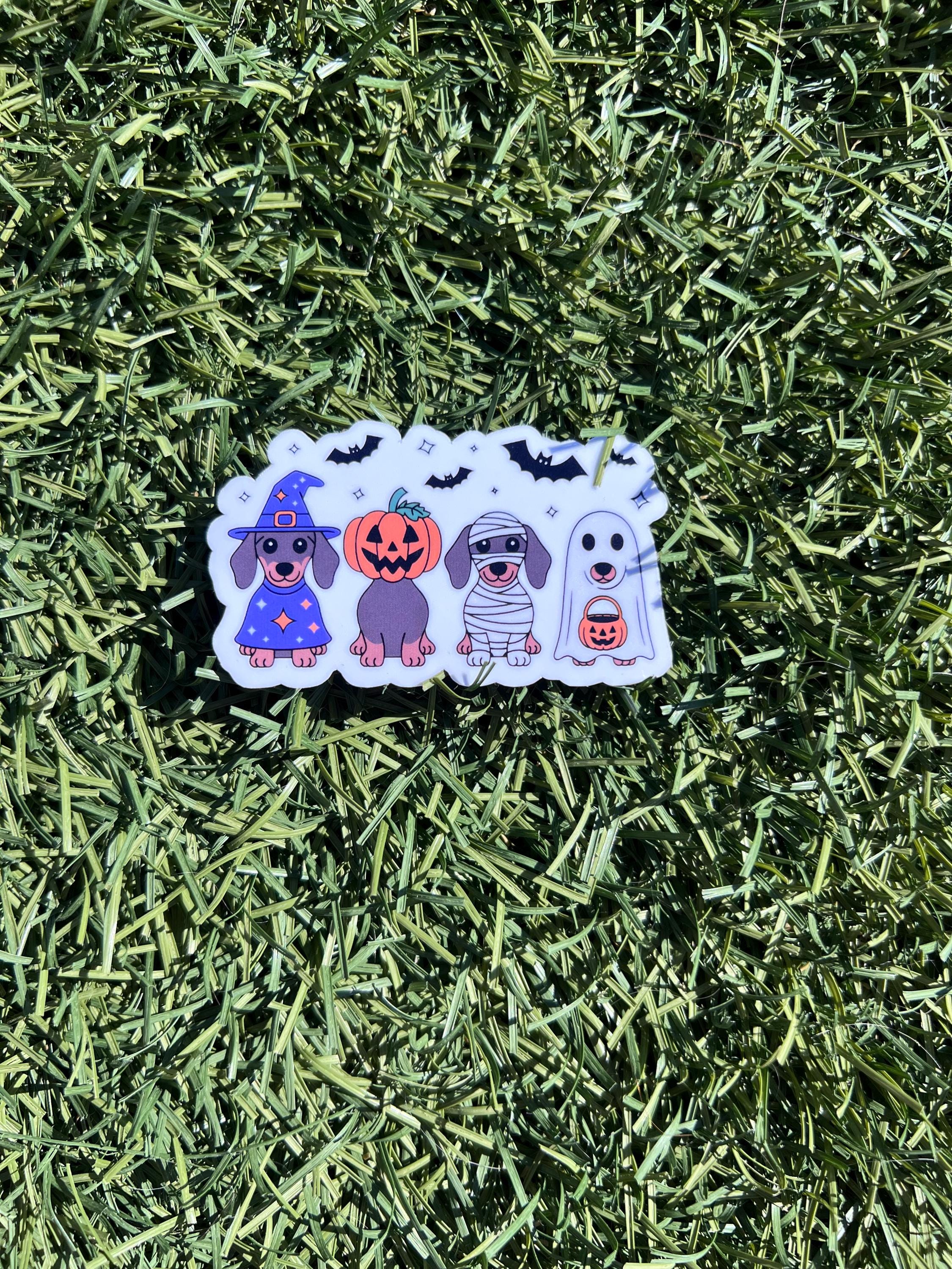 Cute Halloween Dachshund Sticker – Spooky Wiener Dog Decal, Fall Dog Mom Gift, Water-Resistant Vinyl (2&amp;quot; or 3&amp;quot;)