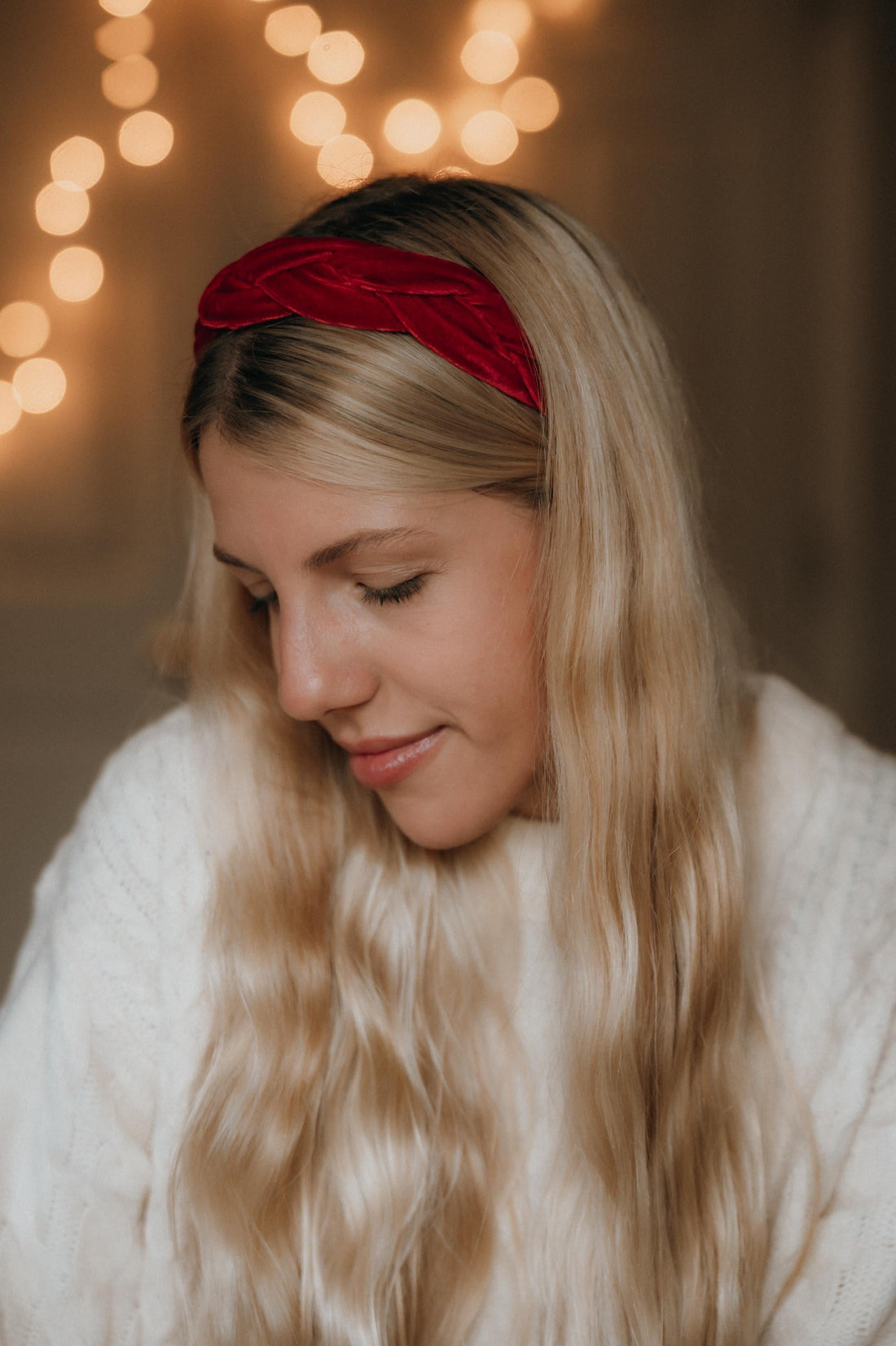 Red Headband: Braided Velvet Hair Accessory